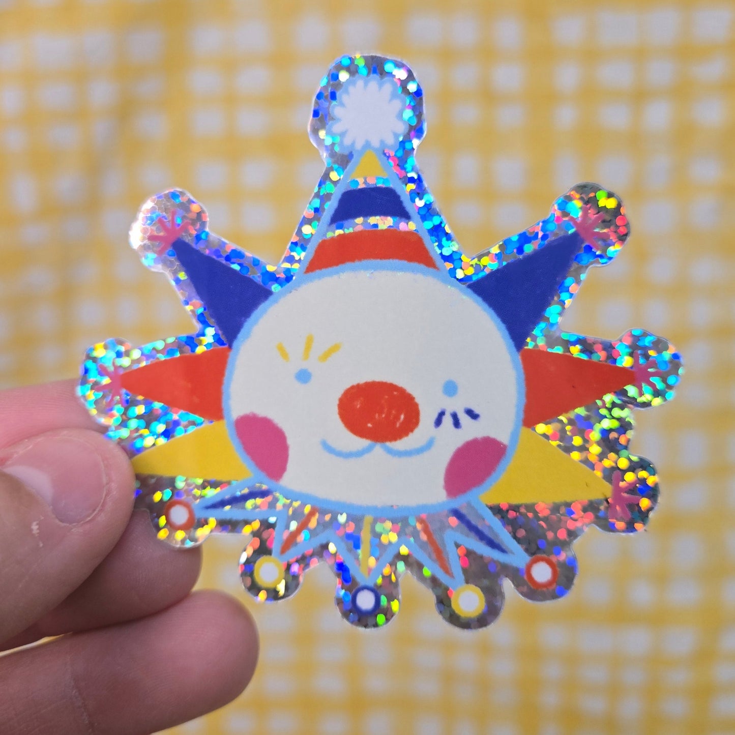 Rainbow Glitter Clown Critter Sticker