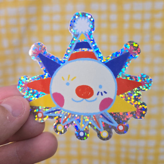 Rainbow Glitter Clown Critter Sticker