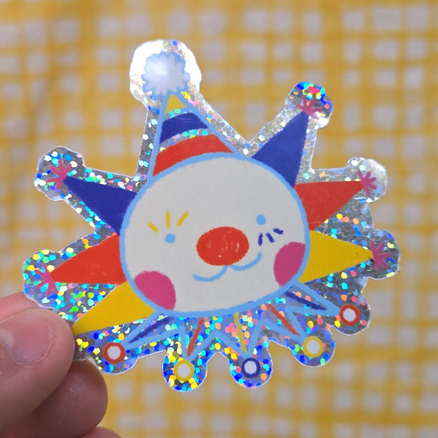 Rainbow Glitter Clown Critter Sticker