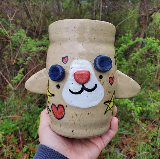 Large Primary Clown Puppy Vase